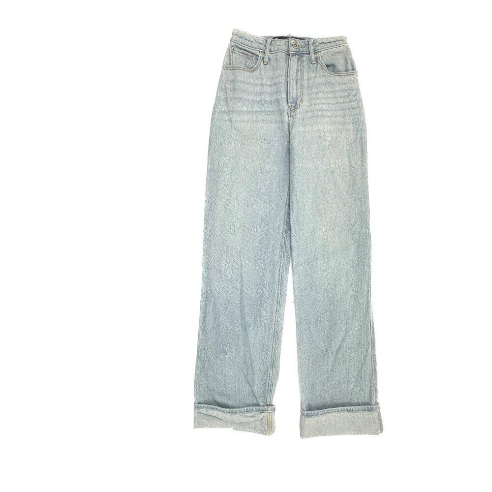 Hollister Ultra High Riseβ Dad Jean Cuffed Women's size 0 Light Blue Denim Jeans